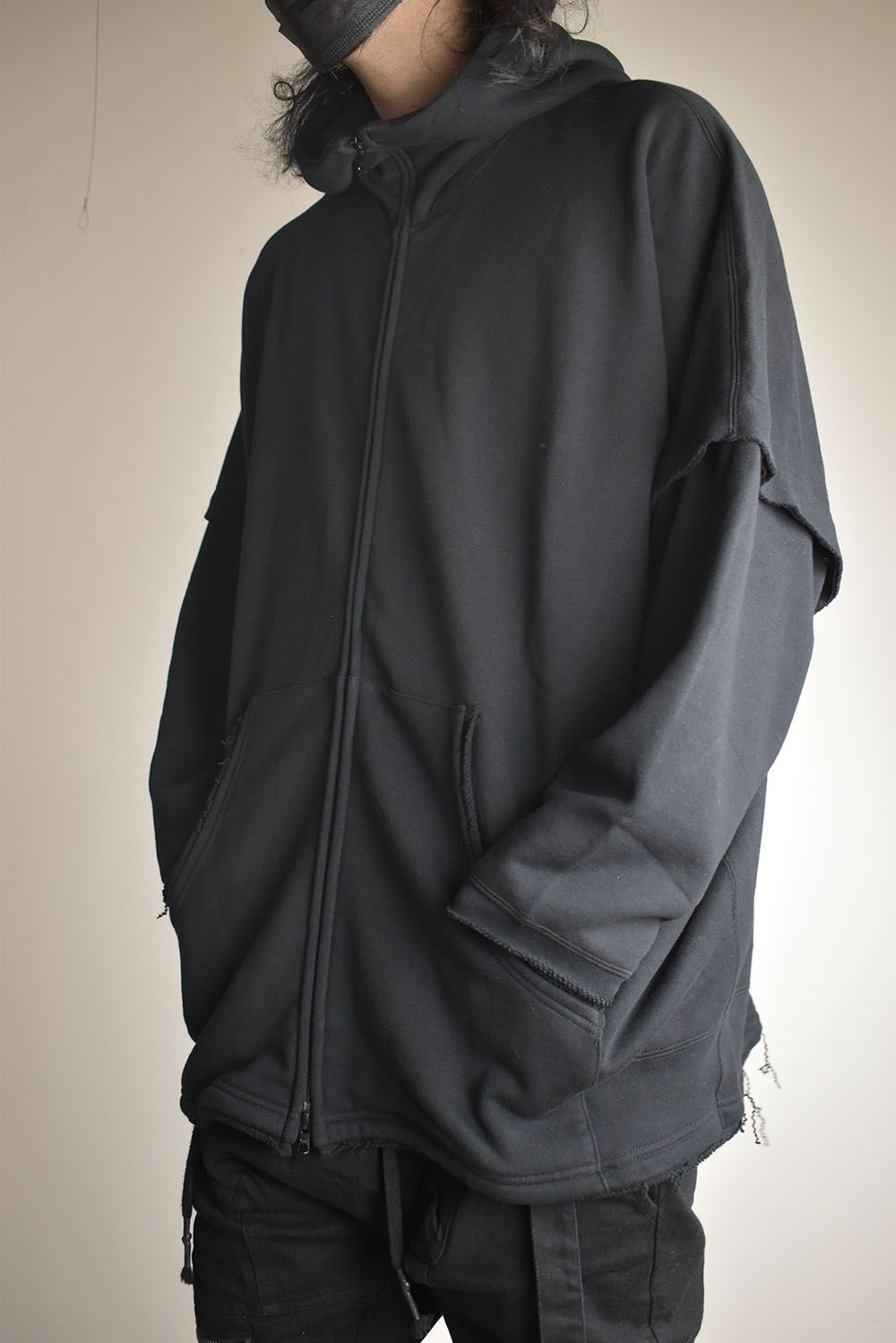 Sweat Oversize Zip Up Hoodie"Black" / スウェットオーバーサイズジップアップパーカ"ブラック"