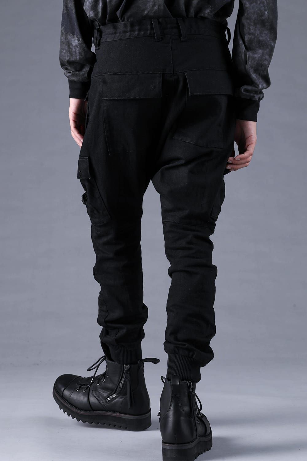 Stretch Denim Belt-Adjustable Cargo Jogger Pants"Black" / ストレッチデニムベルトアジャストカーゴジョグパンツ"ブラック"