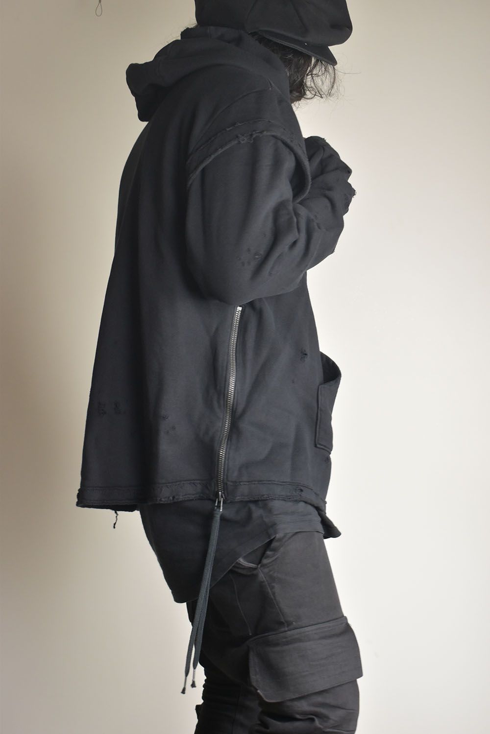 Untwisted Sweat Oversized Pullover Hoodie "Black" / 無撚糸裏毛オーバーサイズプルオーバーフーディー"ブラック"