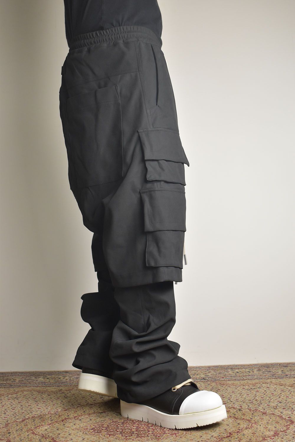 Synthetic Leather Suede Layerd Boots Cut "Black " / シンセティックレザースウェードレイヤードブーツカット "ブラック"