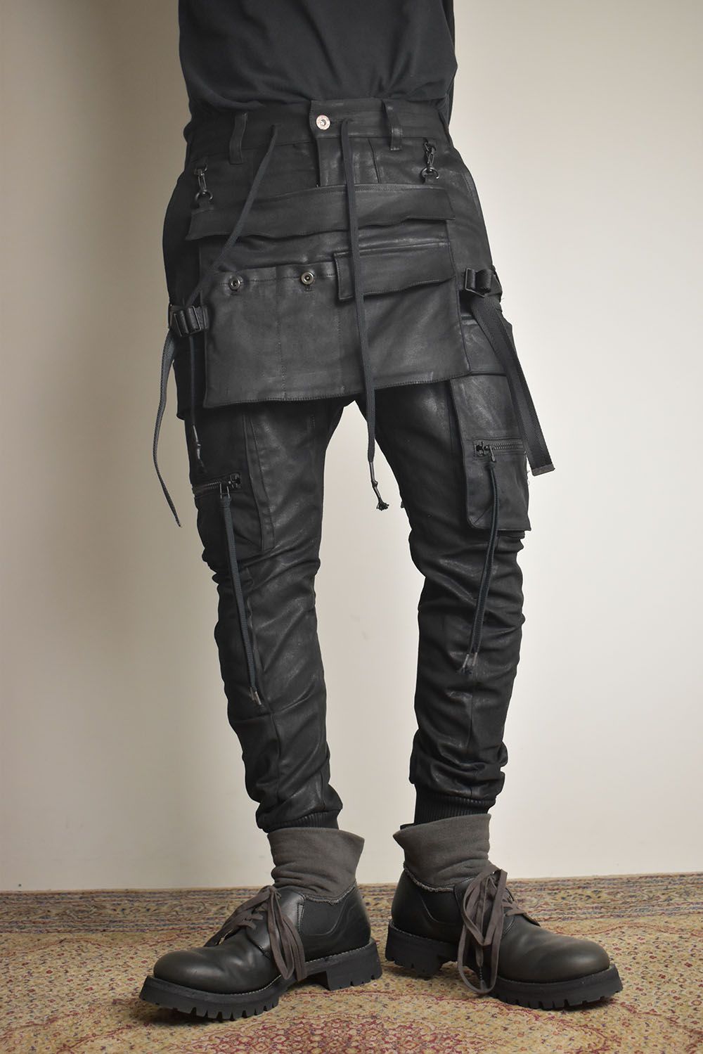 Product Coating Bag Attached Cargo Jogging Pants"Black" / 製品コーティングバッグアタッチドカーゴジョグパンツ"ブラック"