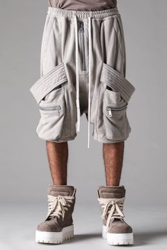 《2027SS先行予約》French Terry Belt Cargo Sarrouel Shorts "Black / Grey / L.Beige"/ フレンチテリー裏毛ベルトカーゴサルエルショーツ"ブラック / グレー /ライトベージュ"