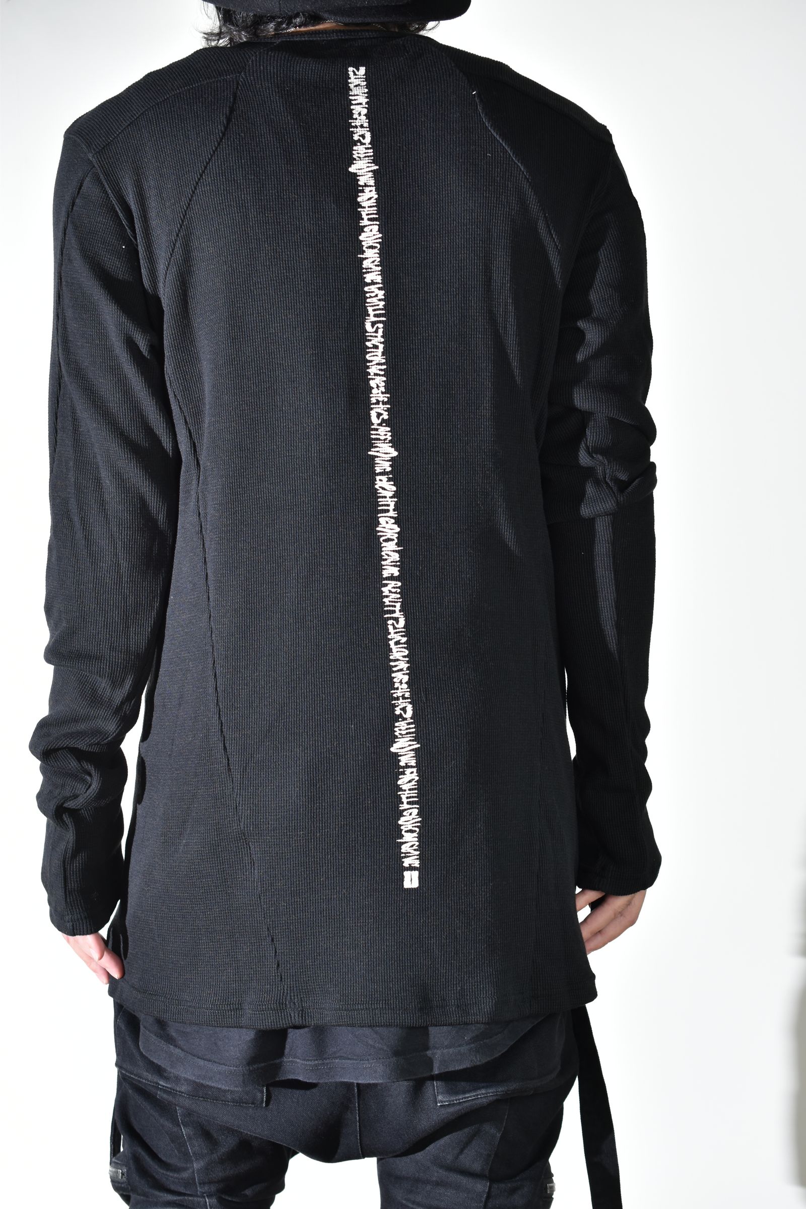 Back Printed Waffle Jersey Long  Sleeve Tee"Black" バックプリントワッフルジャージーロングスリーブTee"ブラック"