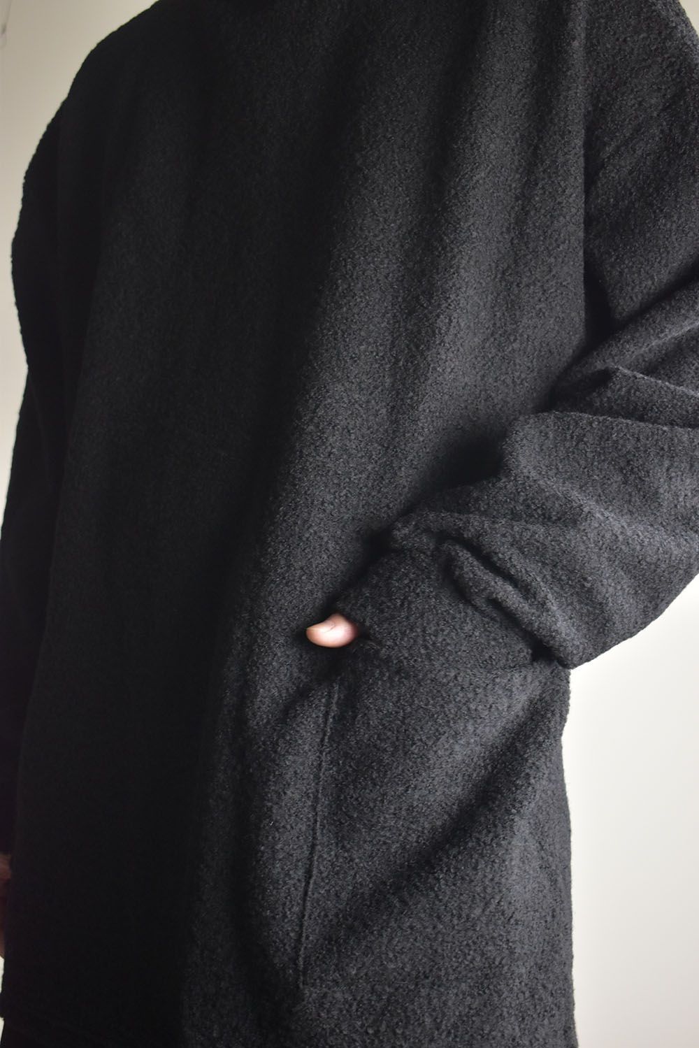 Loop Knit High Neck Long Sleeve T-Shirt "Black" / ループニットハイネックロングスリーブTシャツ"ブラック"