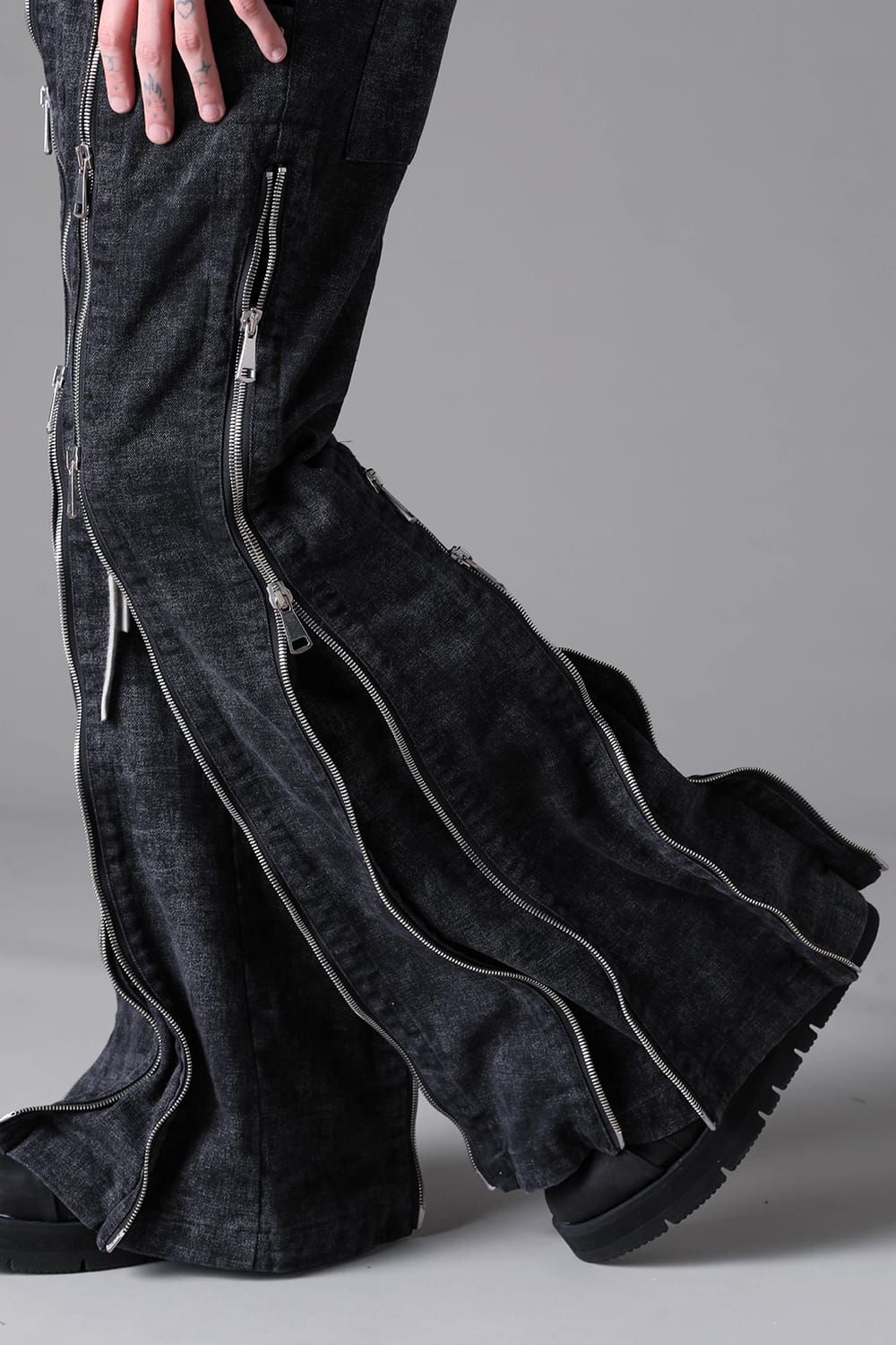 《2026AW先行予約》Zipped Fared Pants"D.Grey" / ジップフレアパンツ"ダークグレー"