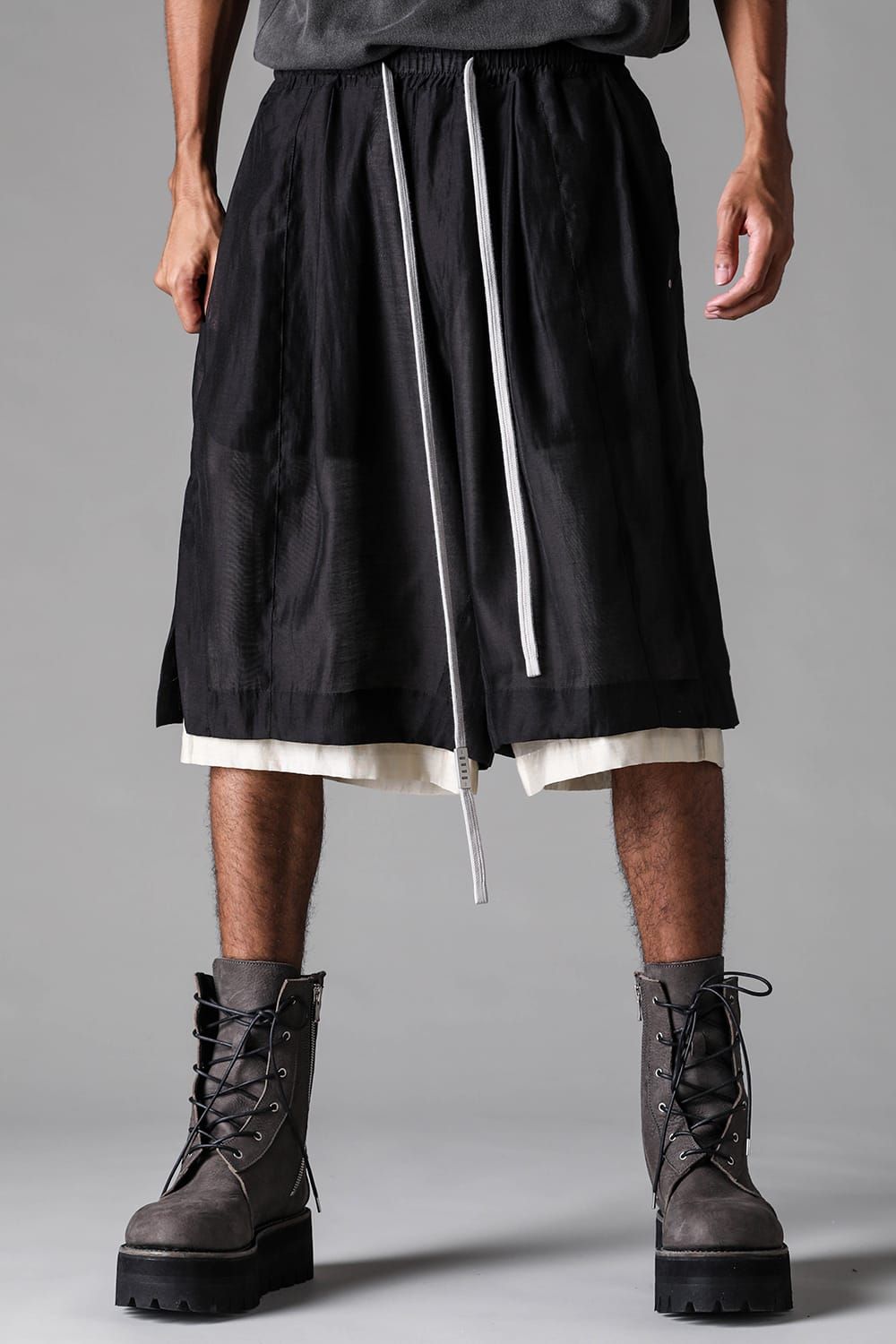 《2027SS先行予約》Layerd Wide Shorts"Black" / レイヤードワイドショーツ"ブラック"