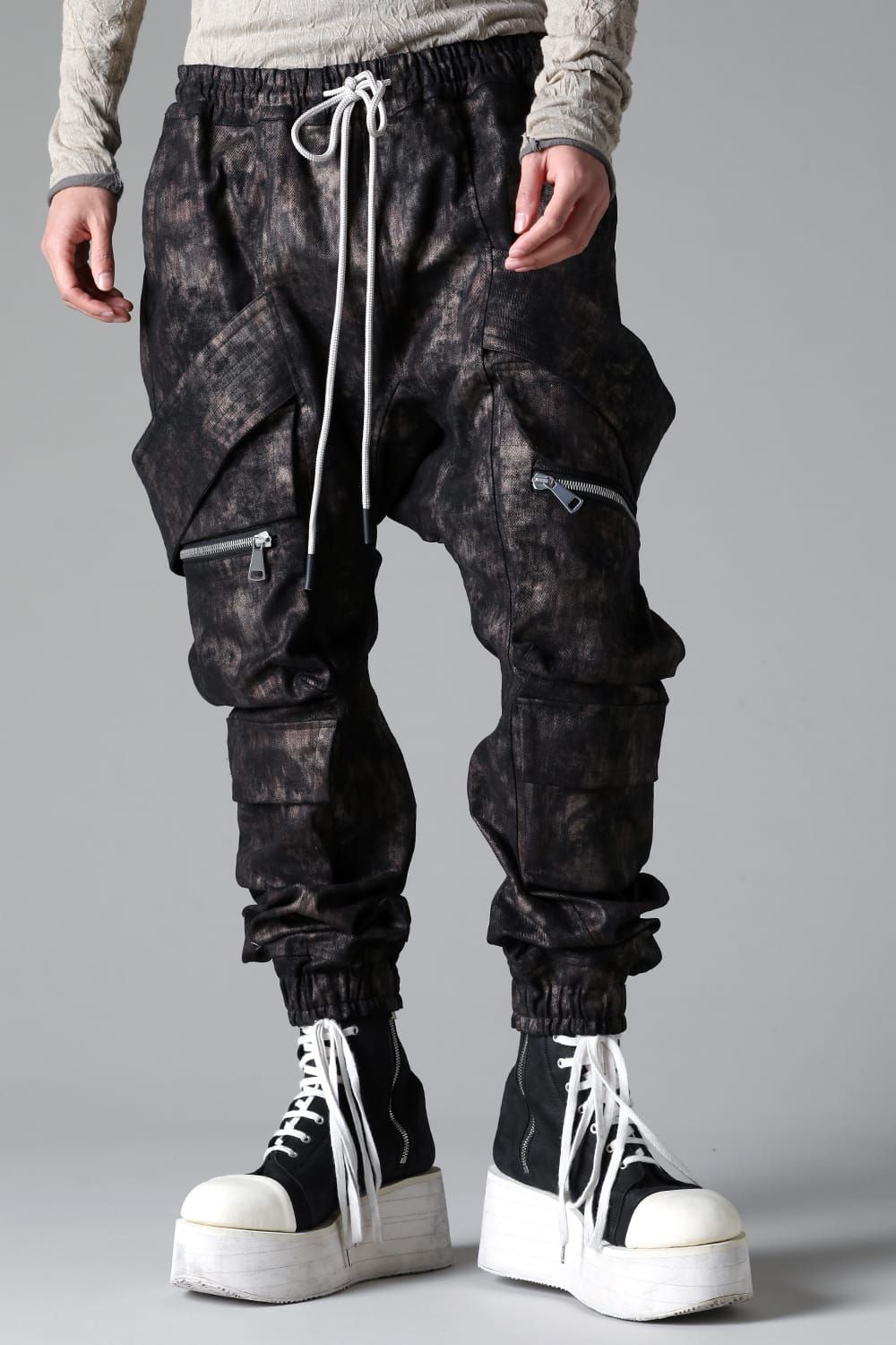 《2025AW先行予約》Metal Steam Camouflage Belt Cargo Jogger"Black × Beige" / メタルスチームカモフラージュ ベルトカーゴジョガー"ブラック×ベージュ"