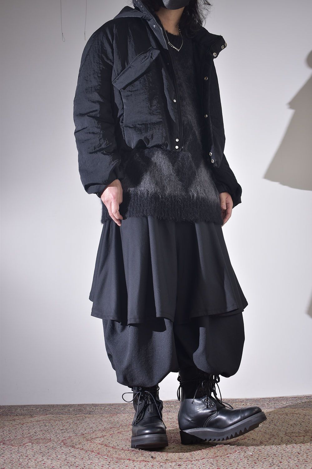 ショートブルゾン×レイヤードワイドサルエル