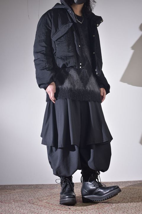 ショートブルゾン×レイヤードワイドサルエル