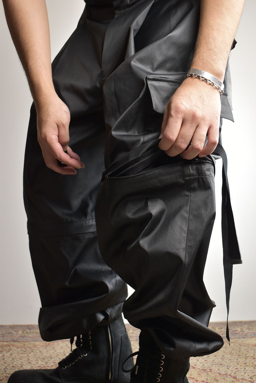 Fake Fake Leather Detachable Cargo Pants"Black"/フェイクフェイクレザーデタッチャブルカーゴパンツ"ブラック"