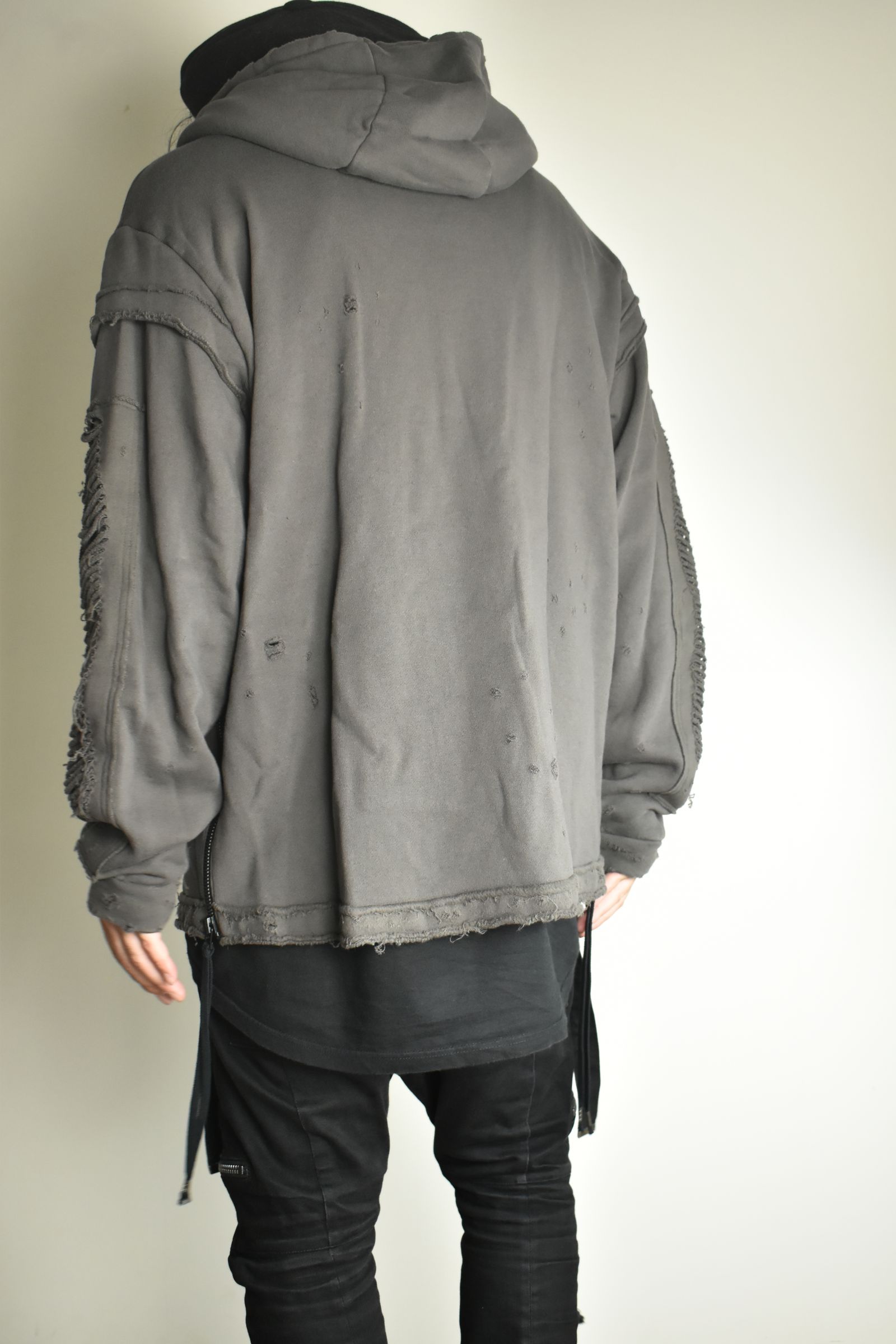 Untwisted Yarn Fleece Shotgun Zip-Up Hoodie"Charcoal" / 無撚糸裏毛ショットガンジップアップフーディー"チャコール"