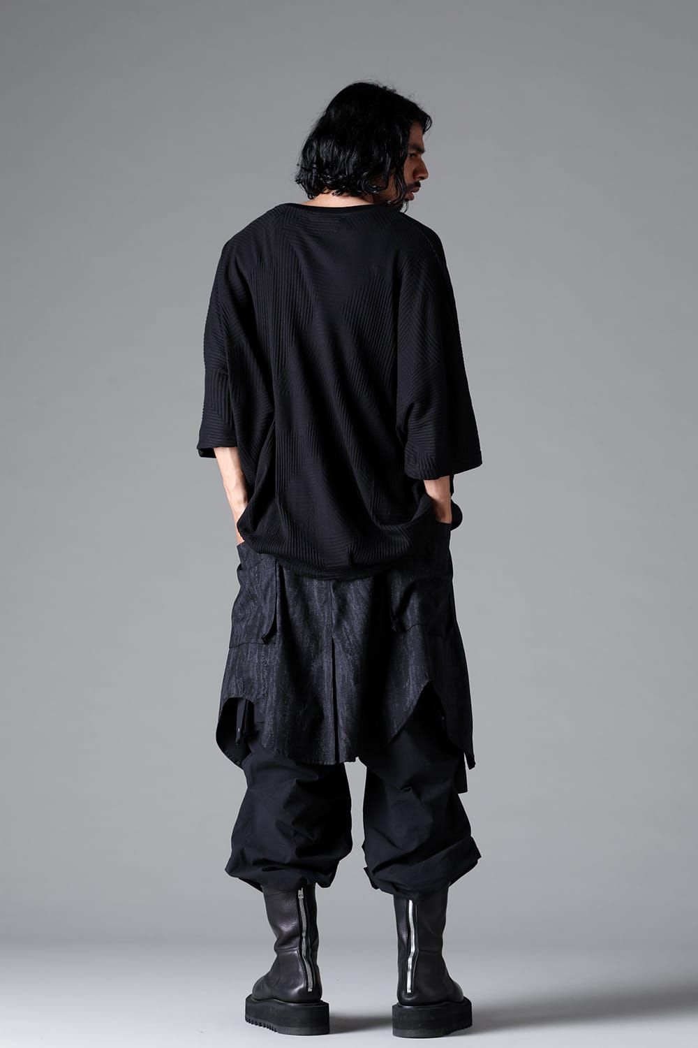 《2026SS先行予約》Deformed Stripe Pattern Dolman Tee "Black / Cream" /ディフォルメドストライプパターンドルマンTee"ブラック/クリーム"