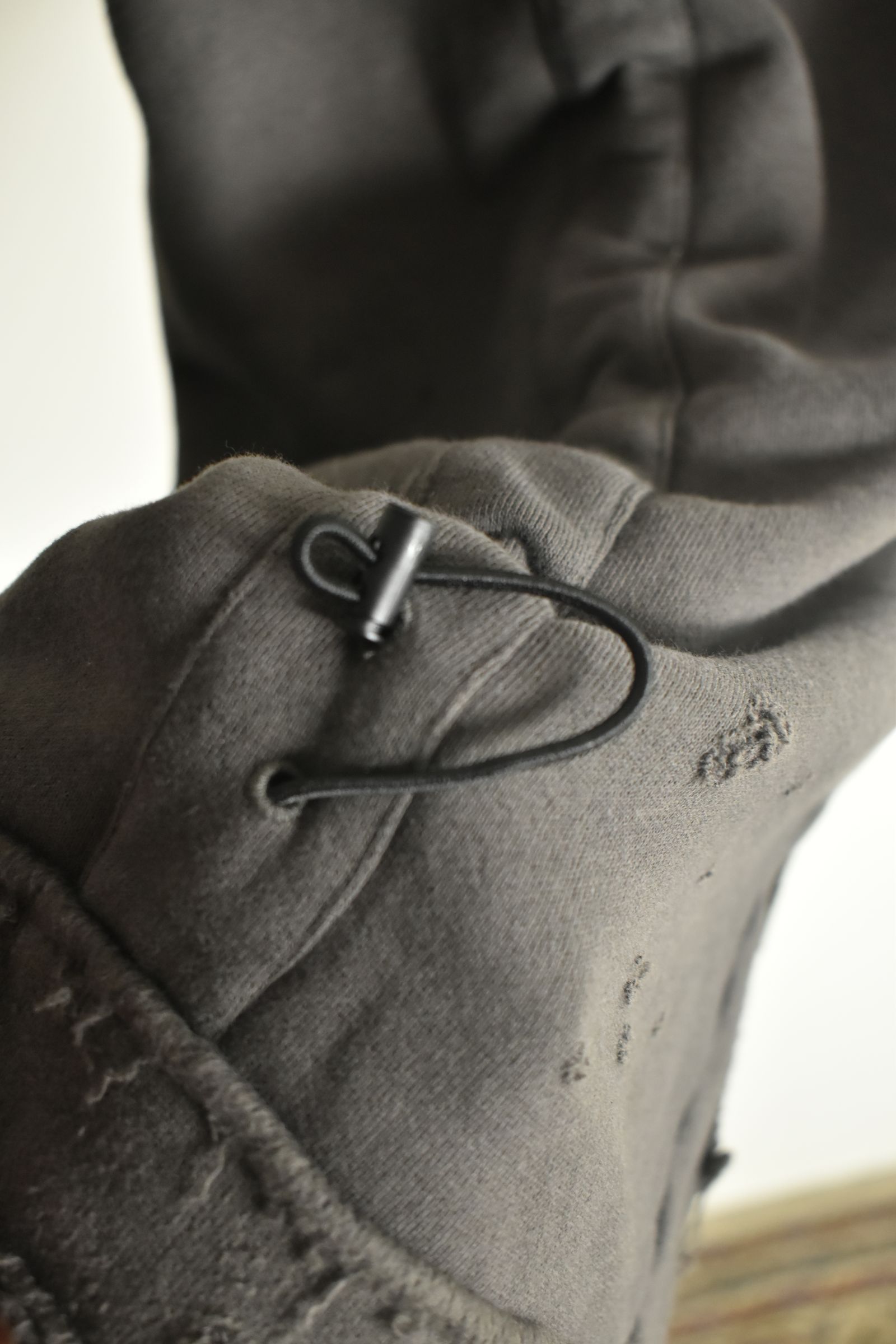 Untwisted Yarn Fleece Shotgun Wide Cropped Pants"Charcoal" / 無撚糸裏毛ショットガンワイドクロップドパンツ"チャコール"