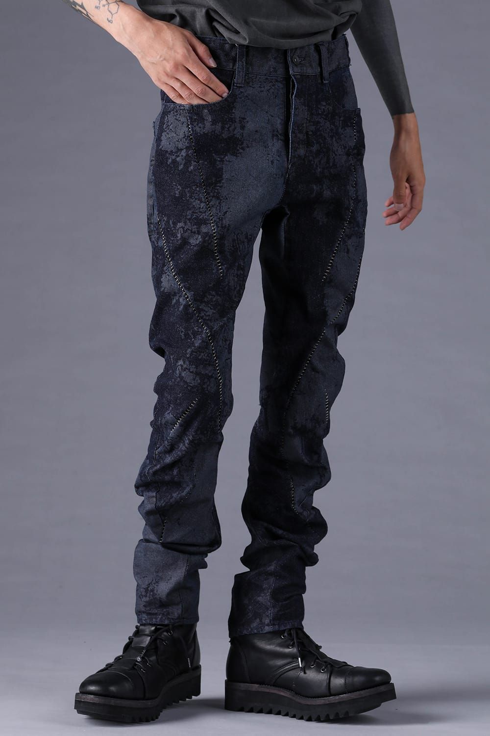《2027SS先行予約分》Brushed-Coated Twist Curve Pants"Indigo" / ブラッシュコーティングツイストカーブパンツ"インディゴ"