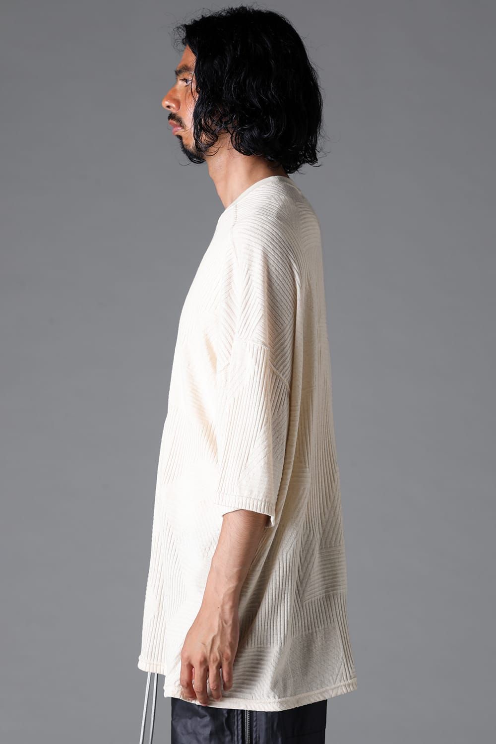 《2026SS先行予約》Deformed Stripe Pattern Jumbo Tee "Black / Cream" /ディフォルメドストライプパターンジャンボTee"ブラック/クリーム"