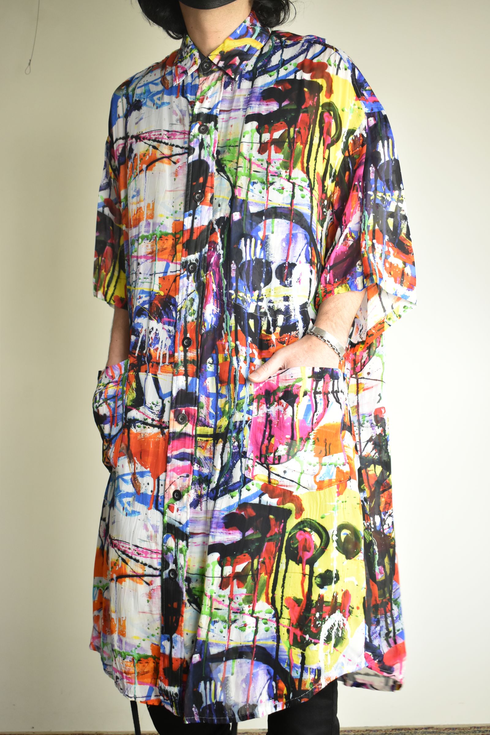Rayon Chiffon Inkjet Print Short-Sleeved Big Shirt&Dress"Color Print" / レーヨンシフォンインクジェットプリント半袖ビッグシャツ / ワンピース"カラープリント"