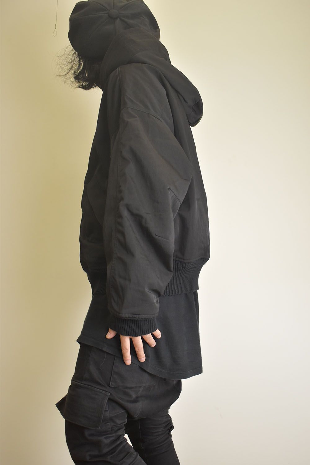 Nylon Wool Twill Hooded Jacket"Black" / ナイロンウールツイルフーデッドジャケット"ブラック"