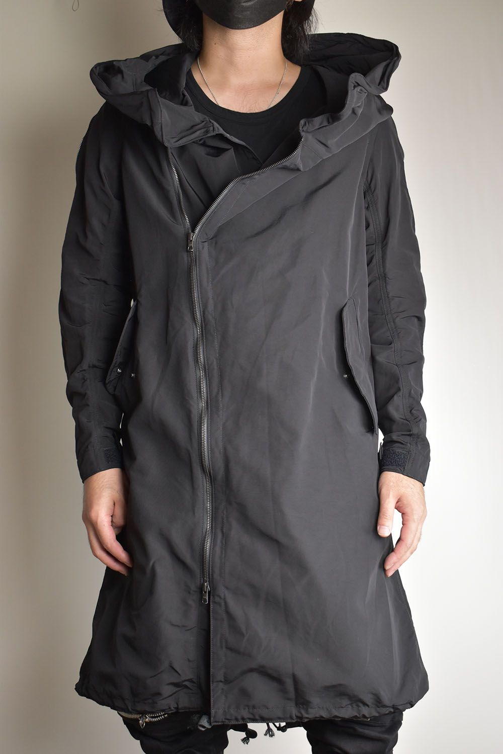 MULTI ZIP MILITARY HOODIE COAT"Black"/マルチジップミリタリーフーディコート"ブラック"