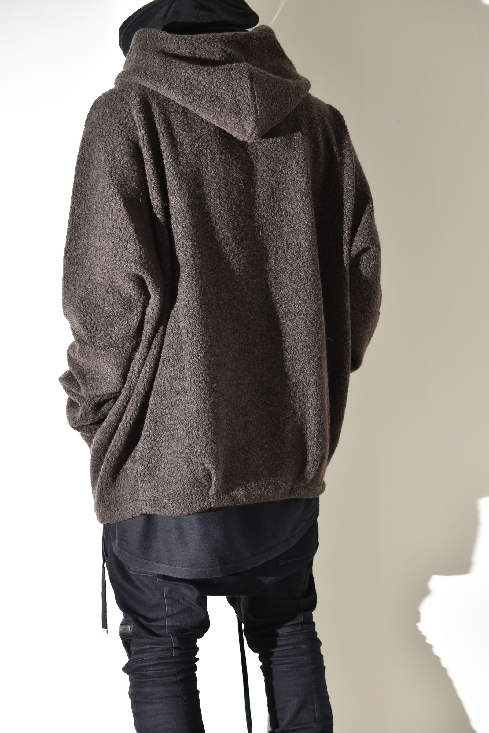 Sheep Pile Knit Dolman Hoodie Pullover"Khaki" / シープパイルニットドルマンフーディプルオーバー"カーキ"