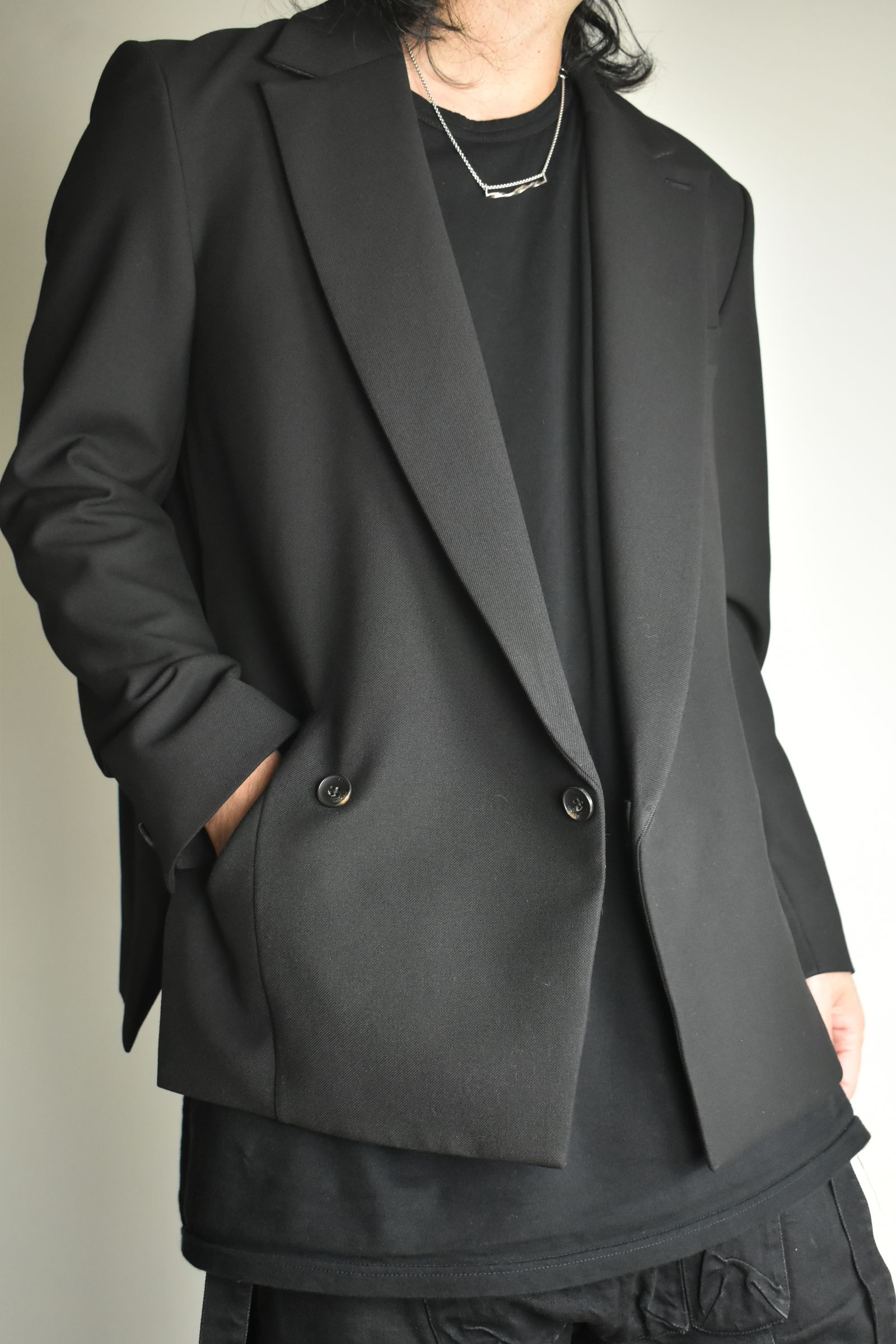 Notch Lapel Double Breasted Tailored Jacket "Black" / ノッチドラペルダブルブレストテーラードジャケット"ブラック"