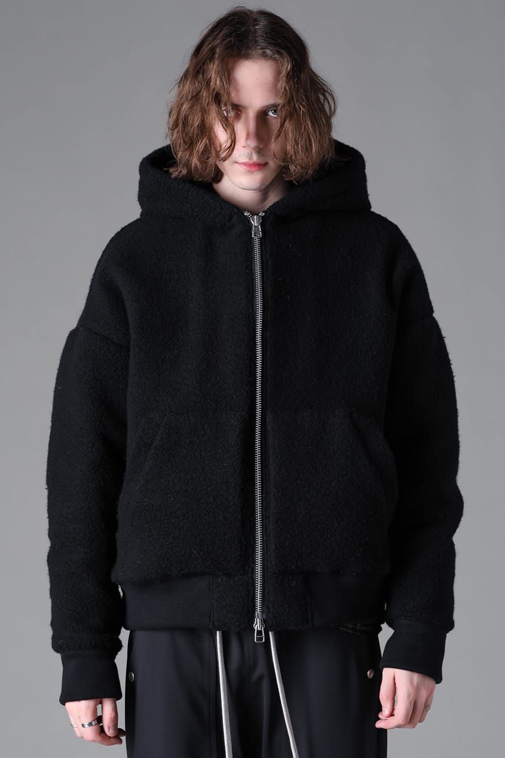 《2026AW先行予約》Sheep Pile Knit Padded Hoodie"Black / Khaki" / シープパイルニットパデッドフーディ"ブラック / カーキ"