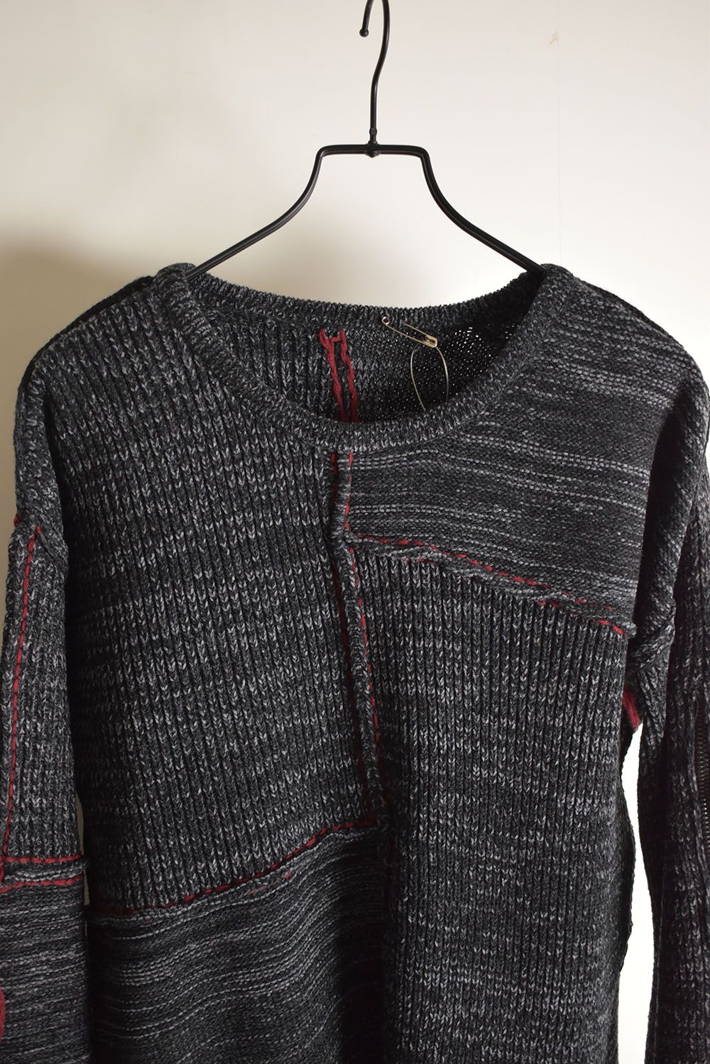 Wool Knit Zip Pullover "Charcoal" / ウールニットジッププルオーバー"チャコール"