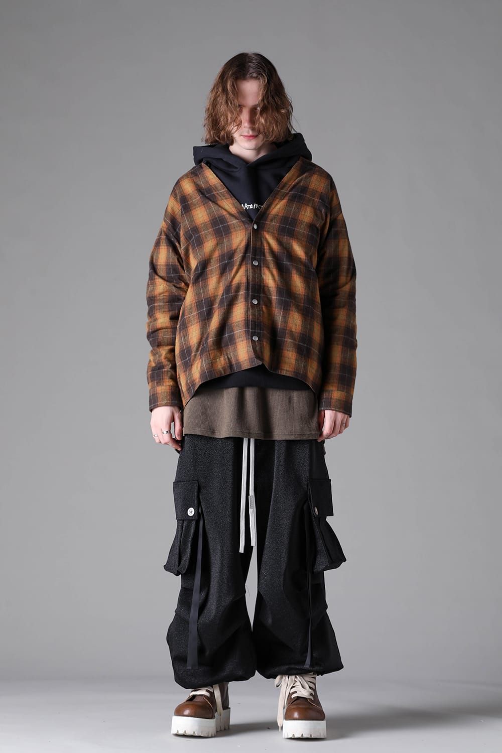 《2026AW先行予約》Plaid Cardigan Shirts""Soft Greige / Black Camel / Warm Brown" " / プレイドカーディガンシャツ"ソフトグレージュ/ブラックキャメル/ウォームブラウン"