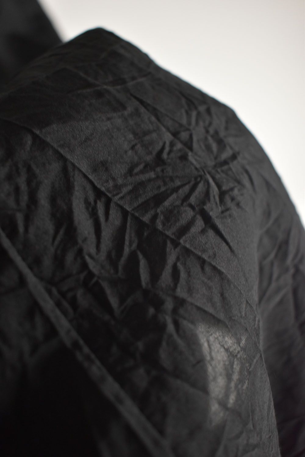 Silk Cotton Washer Shawl Collar Shirt"Black" / シルクコットンワッシャーショールカラーシャツ"ブラック"