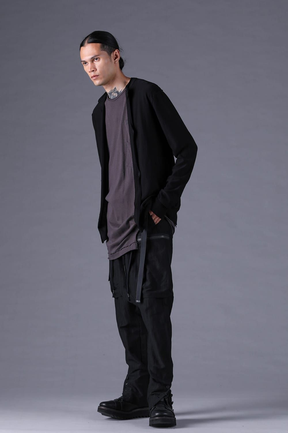 《2027SS先行予約分》16G High Gauge Silk Cotton Knit Cardigan"Black / Navy" / 16Gハイゲージシルクコットンニットカーディガン"ブラック / ネイビー"