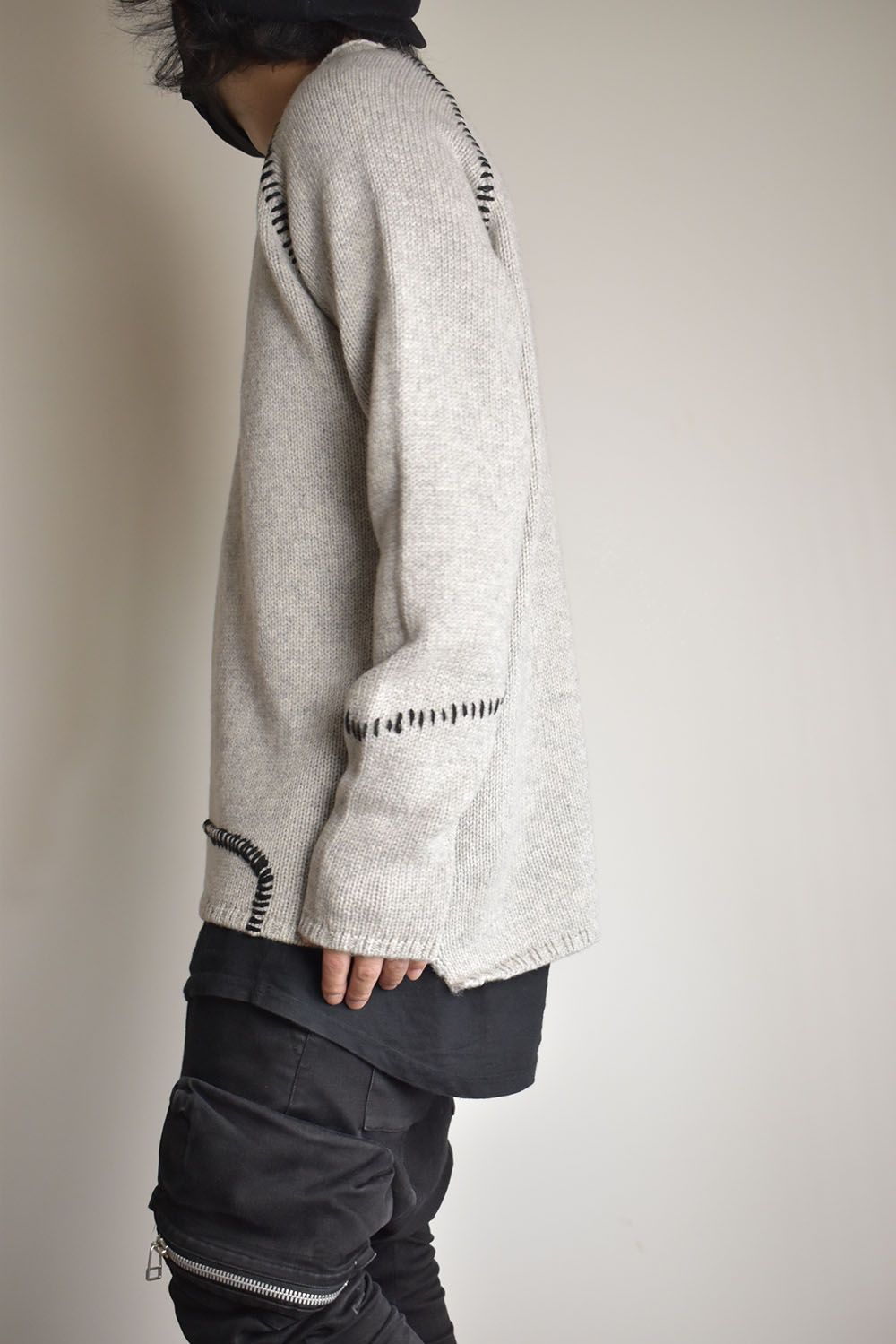 Over Lock Knit Pullover"Oyster Grey" / オーバーロックニットプルオーバー"オイスターグレー"