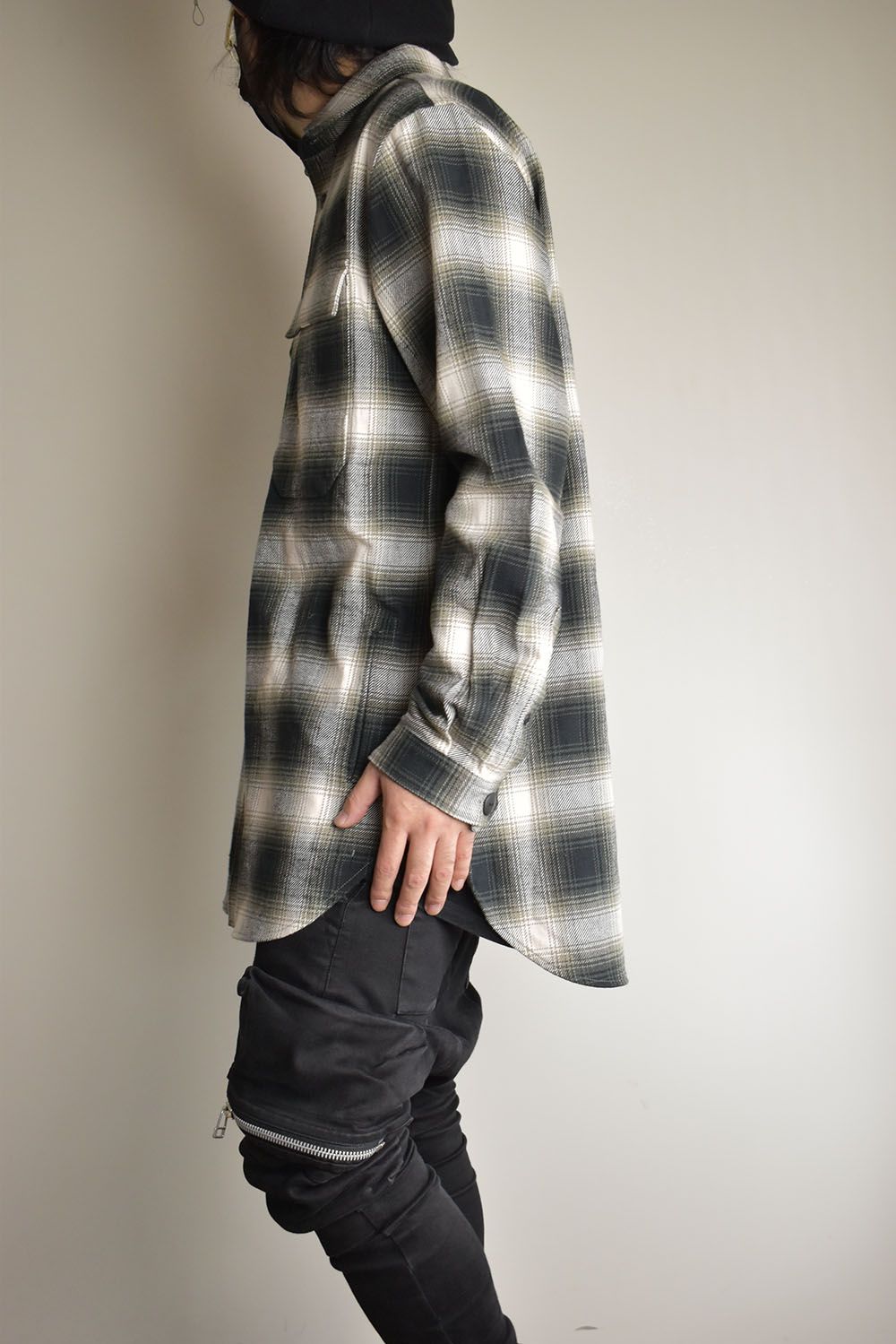 Ombre Check Long Shirts Jacket"White Check" / オンブレチェックロングシャツジャケット"ホワイトチェック"