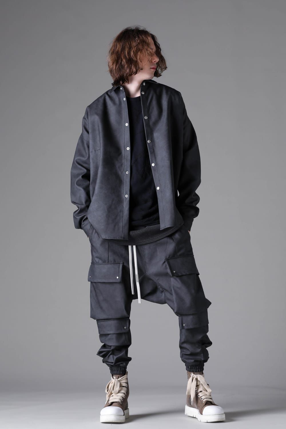 《2026AW先行予約》Vegan Leather  Cocoon Shirts"Smoke Black / Khaki" / ヴィーガンレザーコクーンシャツ"スモークブラック / カーキ"