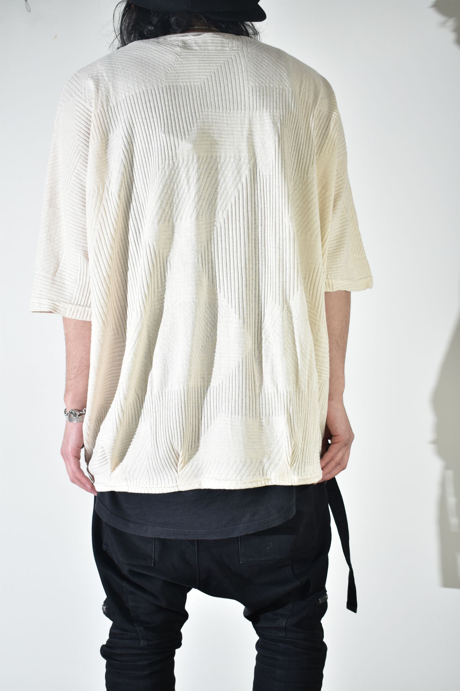 Deformed Stripe Pattern Dolman Tee "Cream" /ディフォルメドストライプパターンドルマンTee"クリーム"