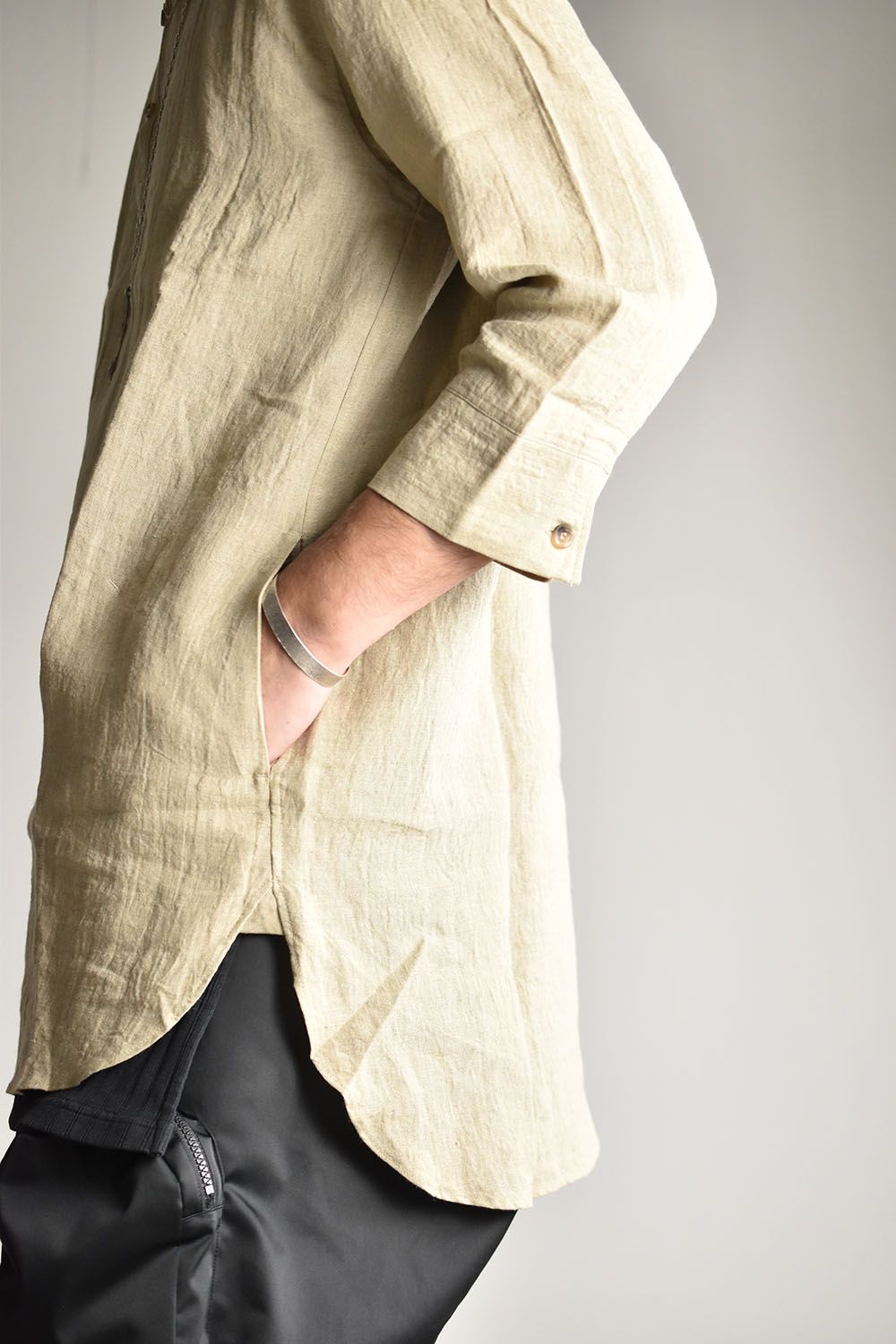 Soft Linen Henley Neck Pullover Shirts"Natural"/ソフトリネンヘンリーネックプルオーバーシャツ"ナチュラル"