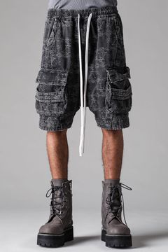 《2027SS先行予約》Jacgurd Denim Sarrouel Shorts "Black / Blue" / ジャガードデニムサルエルショーツ"ブラック/ブルー"