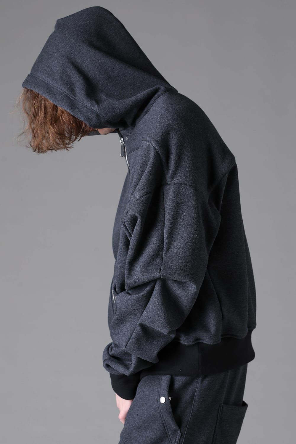 《2026AW先行予約》 Bonded Zip Hoodie"Black / D.Grey" ボンデッドジップフーディ"ブラック/ダークグレー"