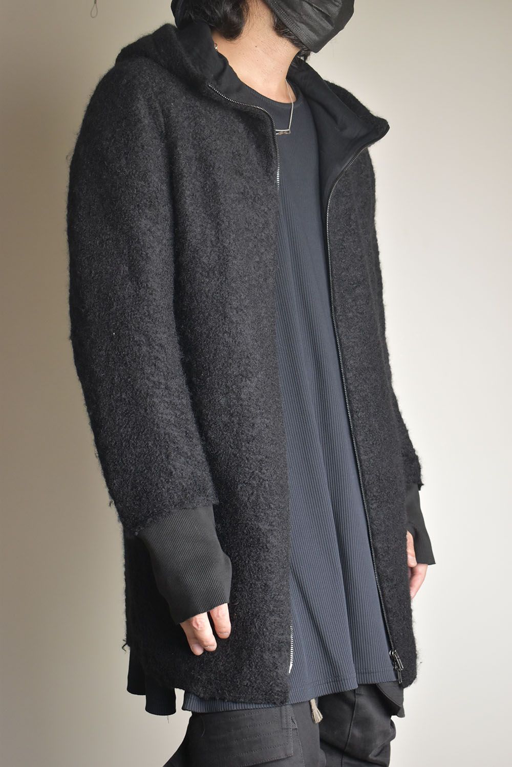 Mohair Knit Zip Hoodie "Black" / モヘアニットジップフーディ"ブラック"
