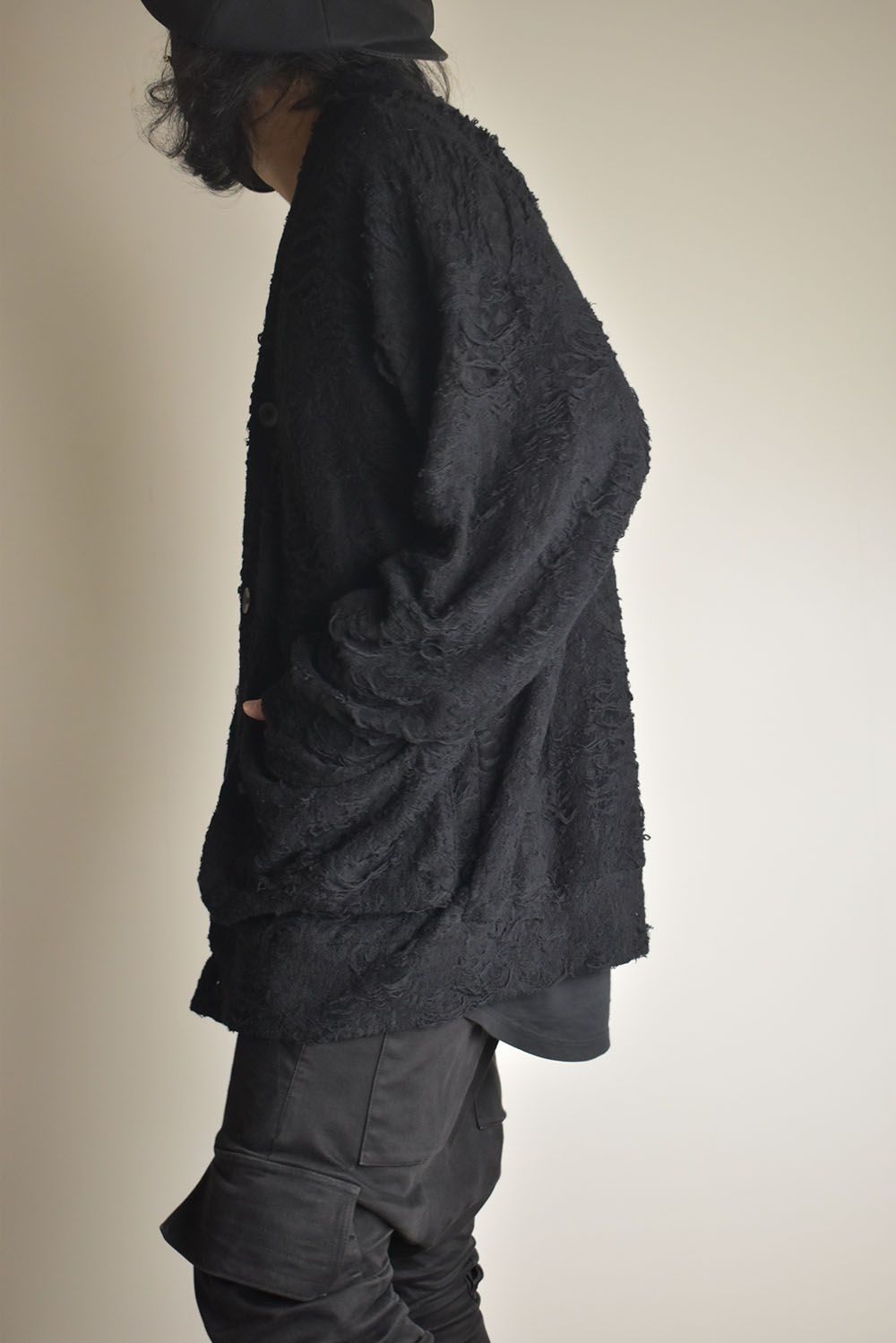 Damage Pile Jumbo Cardigan"Black" / ダメージパイル ジャンボカーディガン"ブラック"