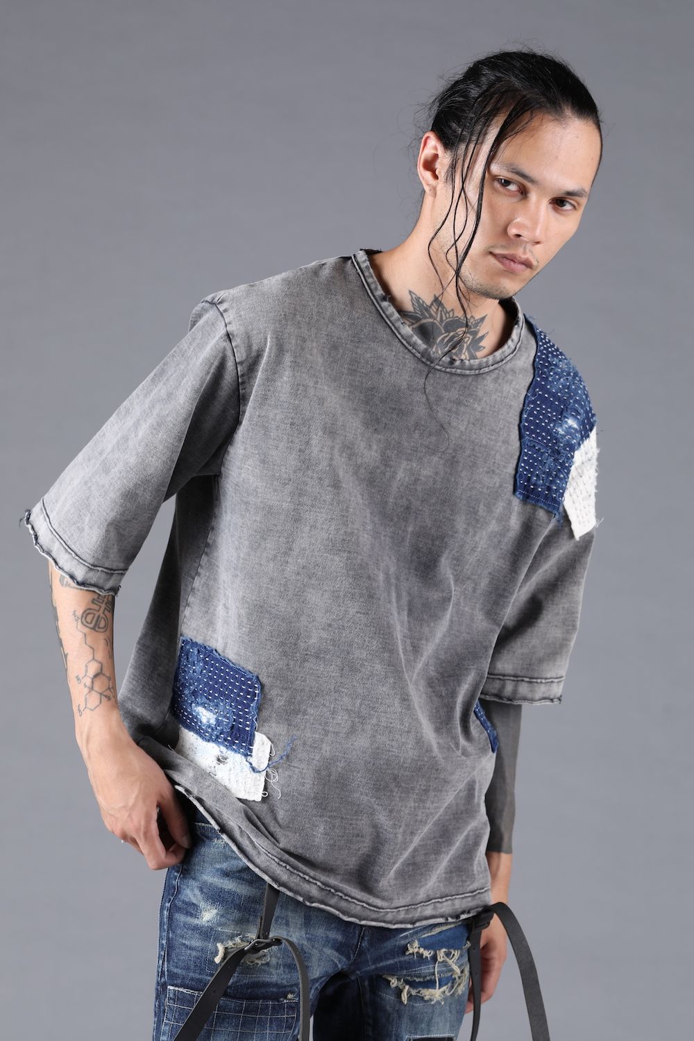 Damage  Patch Tee"Charcoal" / ダメージパッチTシャツ"チャコール"