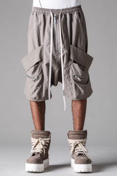 《2027SS先行予約》Rayon Nylon Belt Cargo Sarrouel Shorts"Black / Grey / L.Khaki" /レーヨンナイロンベルトカーゴサルエルショーツ"ブラック/グレー/ライトカーキ"