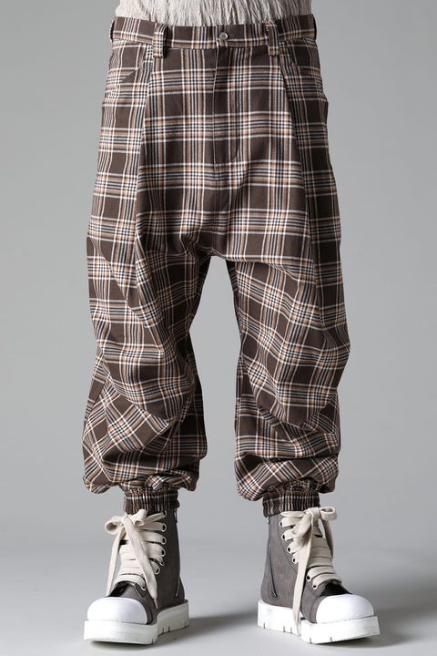 《2025AW先行予約》Checked Tuck Wide Easy Pants"BK×GY / BR×BG" / チェックタックワイドイージーパンツ"ブラック×グレー / ブラウン×ベージュ"