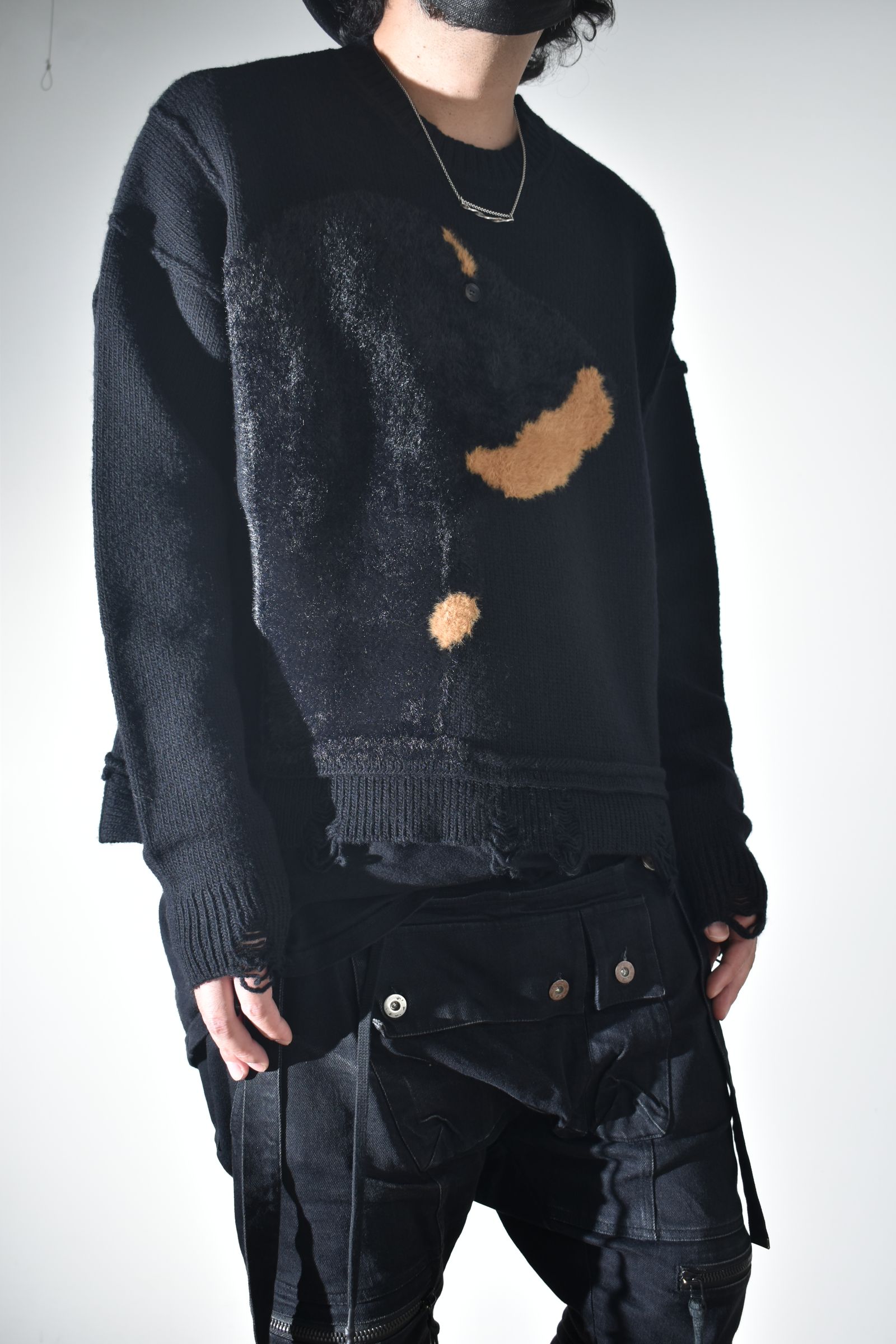 Dog Motif Intarsia Sweater "Black" / ドッグモチーフインターシャセーター"ブラック"