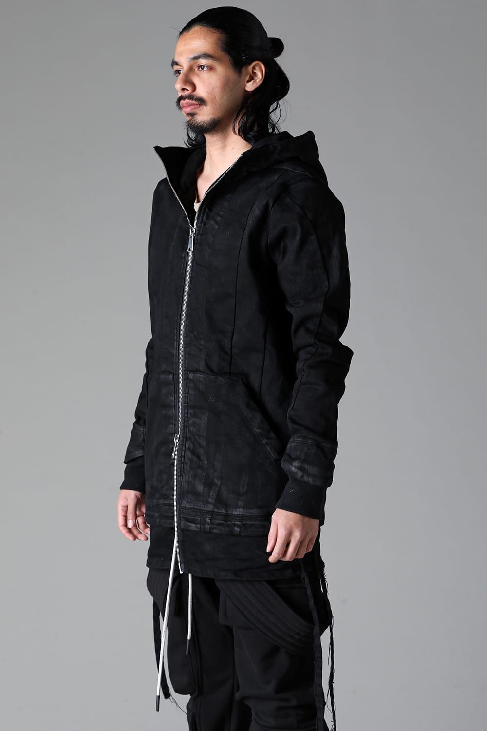 《2025AW先行予約》Coated Bonding  Hoodie Denim Blouson"Black" / コーディングボンディングフーデッドデニムブルゾン"ブラック"