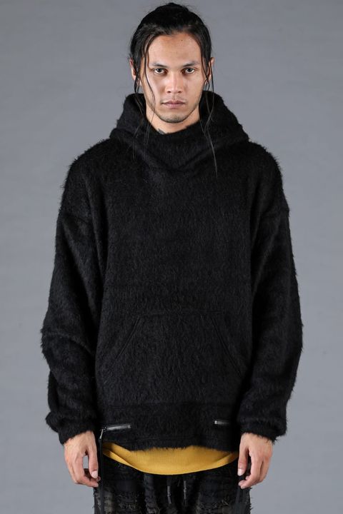 Alpaca Shaggy Oversized Hooded Pullover "Black"/アルパカシャギーオーバーサイズフーデッドプルオーバー"ブラック"