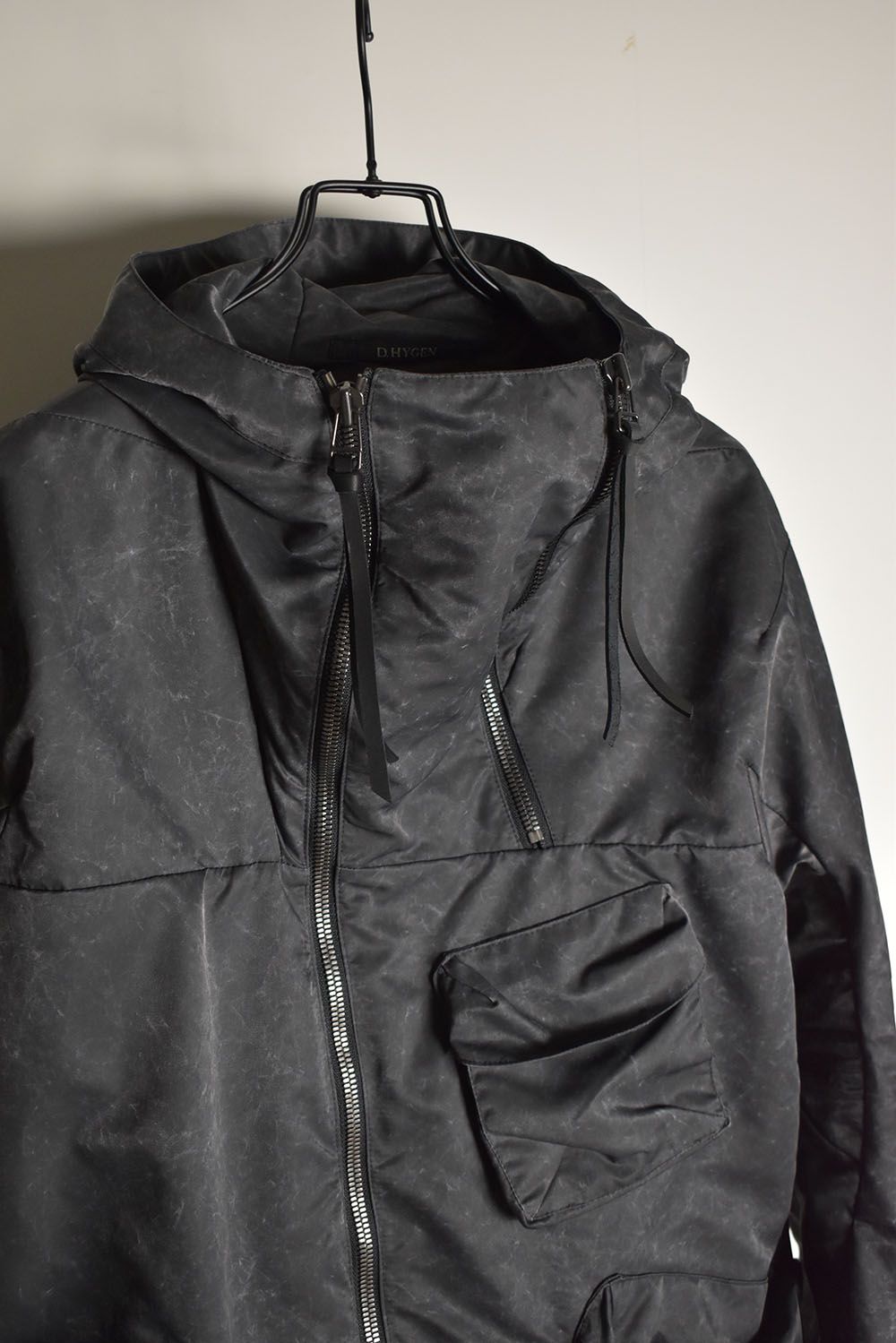 Pigment Coated Washer Nylon Hooded Jacket"Black" / 顔料コーティングワッシャーナイロンフーデットジャケット"ブラック"