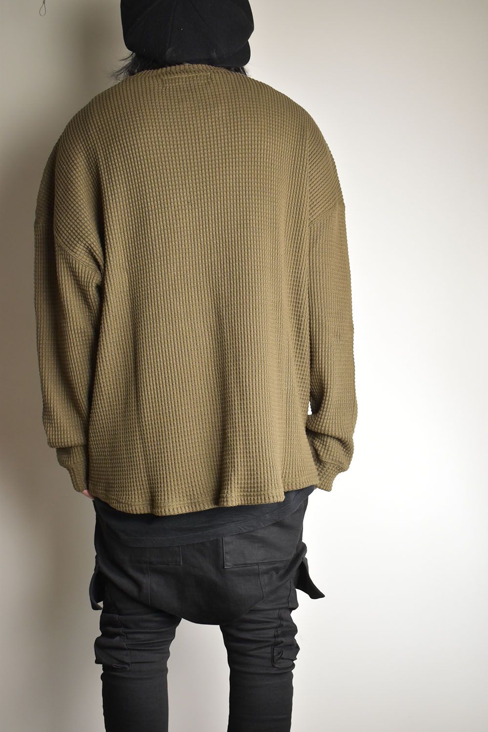 Heavy Waffle Over Size Top"Olive" / ヘビーワッフルオーバーサイズトップ"オリーブ"