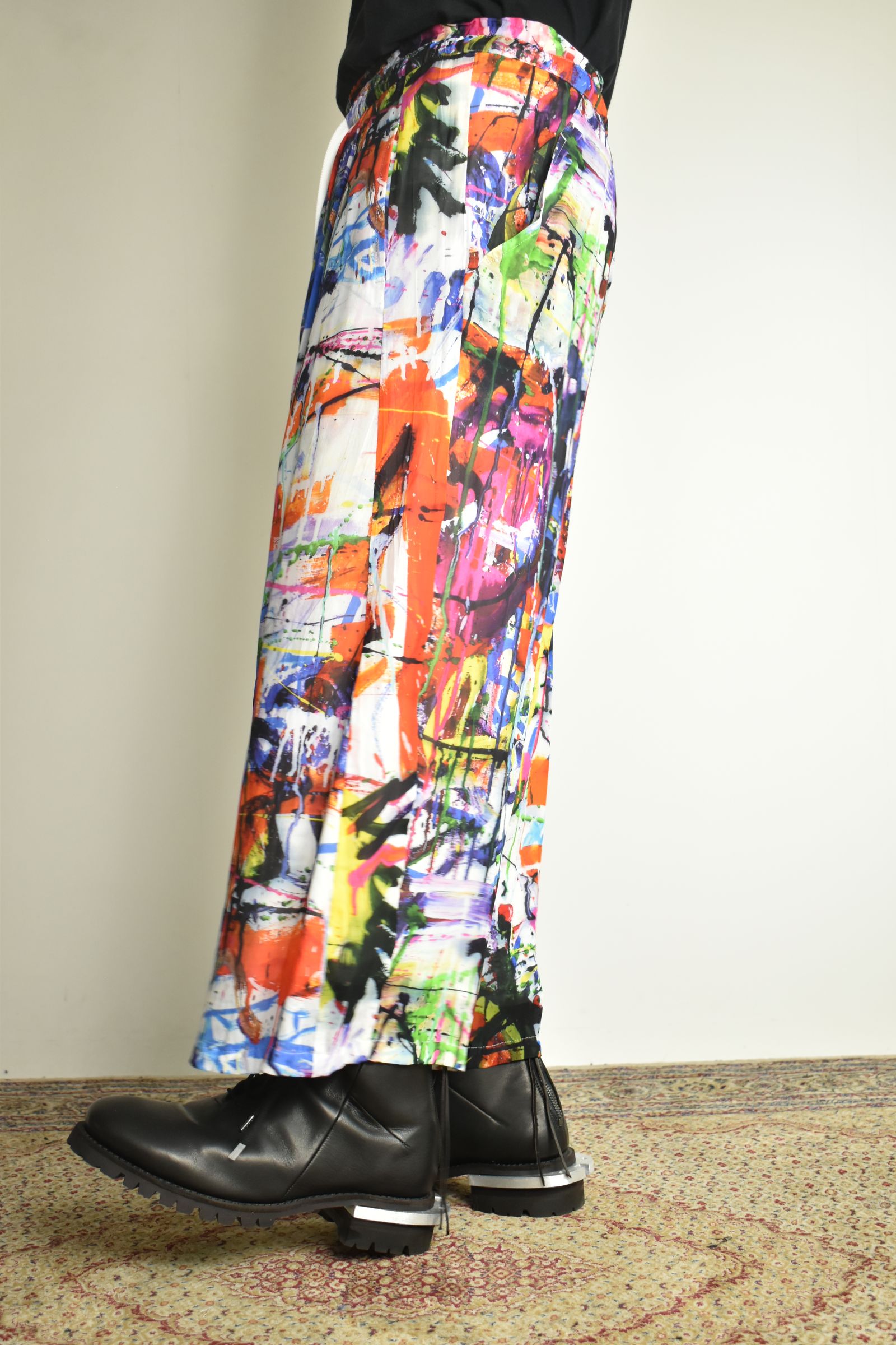 Rayon Chiffon Inkjet Print Wide Cropped Easy Pants"Color Print" / レーヨンシフォンインクジェットプリントワイドクロップドイージーパンツ"カラープリント"