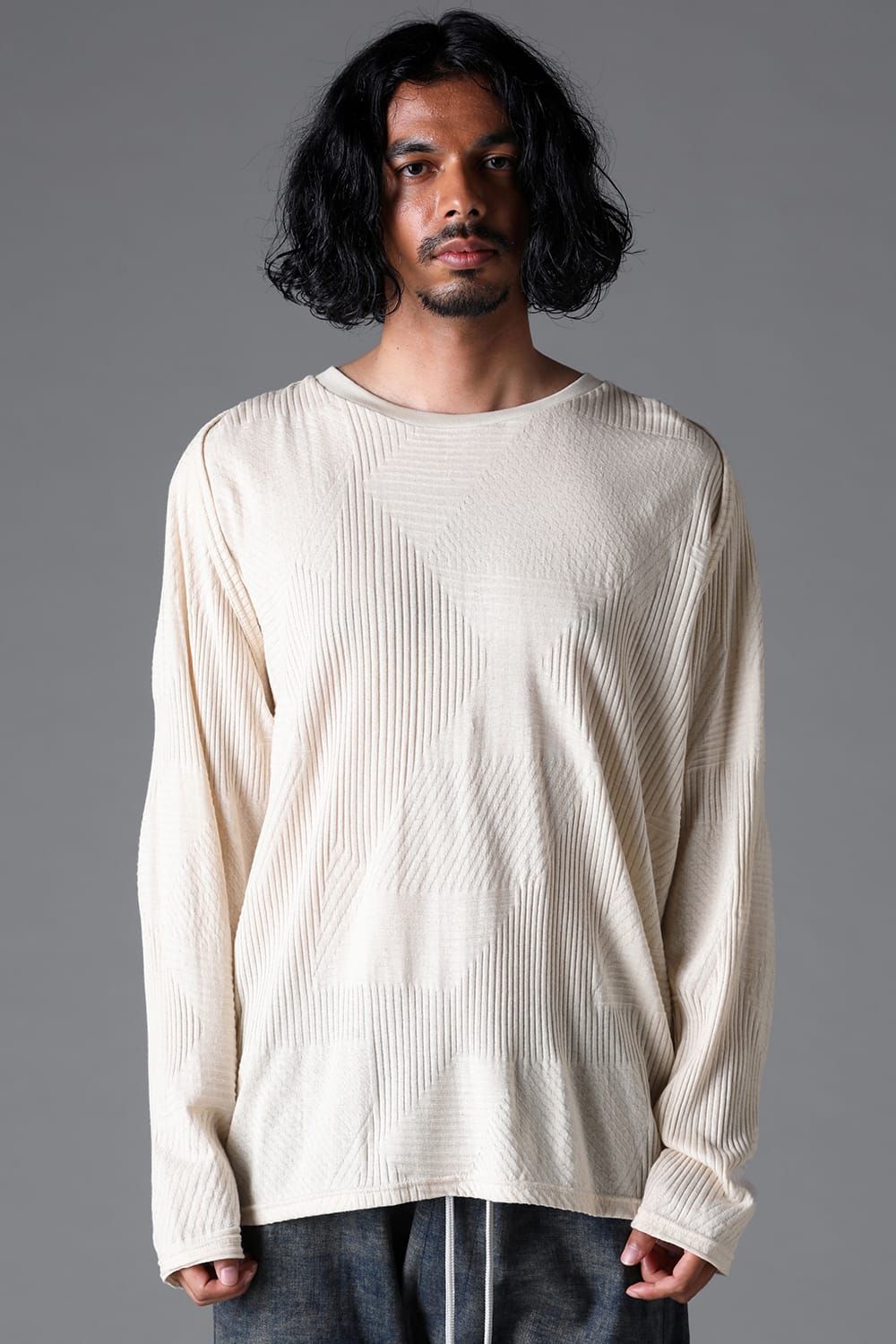 《2026SS先行予約》Deformed Stripe Pattern Shiva Long Sleeve Tee "Black / Cream" /ディフォルメドストライプパターンシヴァロングスリーブ"ブラック/クリーム"