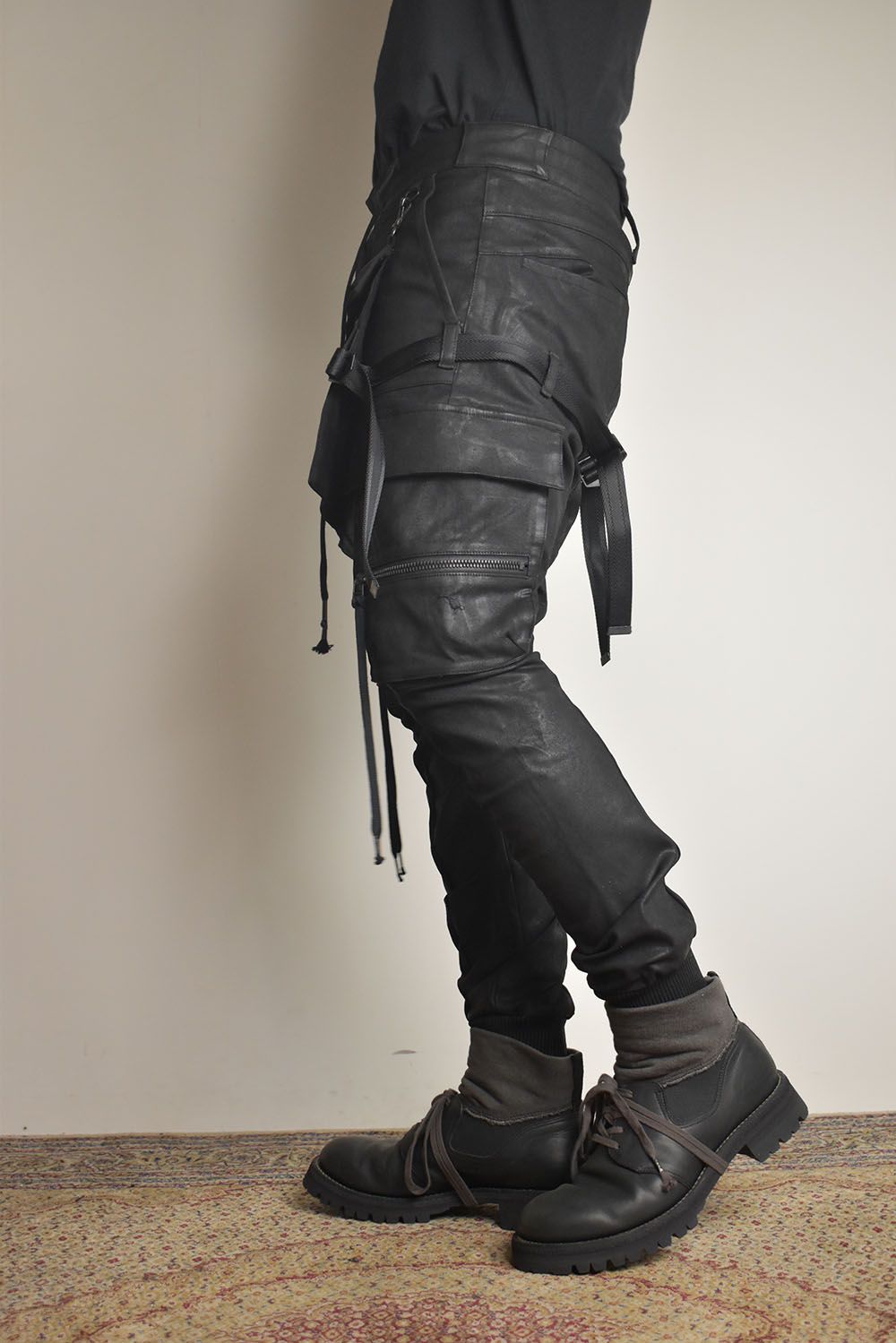 Product Coating Bag Attached Cargo Jogging Pants"Black" / 製品コーティングバッグアタッチドカーゴジョグパンツ"ブラック"