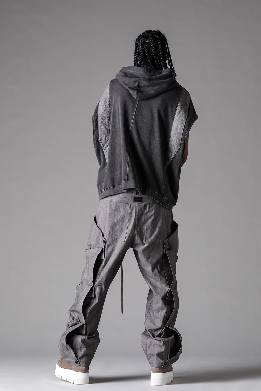 《2027SS先行予約》Sumi Dyed  Side Layered Pants"Grey / L.Grey" / 墨染サイドレイヤードパンツ"グレー / ライトグレー"